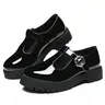 SHOESLOCKER Girls' Chunky Platform Mary Janes - Synthetic T-Strap Rubber Loafers, Round Toe School Uniform Shoes with Arch Support, Velcro Strap, All Seasons Dress Footwear, Back To School TikTok Shop Pick