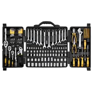 207-Piece Complete Automotive Tool Set, Portable Mechanics Kit with 1/4-3/8-1/2 Drive Sockets, SAE/Metric Socket Bits, Allen Wrenches Sets, Ratchet Handle, Accessories & Plastic Storage Case for Automotive Repair, Complete Tool Set