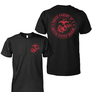 Proud Parent of a US Marine T-Shirt, Military Family Graphic Tee with Eagle Globe Anchor Logo, Patriotic Support Shirt for Marine Corps Moms and Dads, 100% Cotton Service Pride Apparel