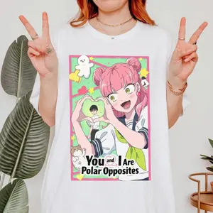 You and i are polar opposites - Romance Anime Manga Y2K Aesthetic Graphic T-shirt, Cotton Tops Streetwear 2000s Cute Clothes