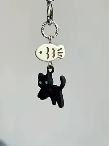 Cute Cat & Fish Design Keychain, Trendy Cute Keychain, Animal Shaped Pendant for Camera, Phone, Backpack, Fashion Accessories for Women & Men