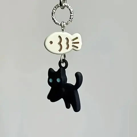 Cute Cat & Fish Design Keychain, Trendy Cute Keychain, Animal Shaped Pendant for Camera, Phone, Backpack, Fashion Accessories for Women & Men, Keychain For Bags, Stylish Keychain