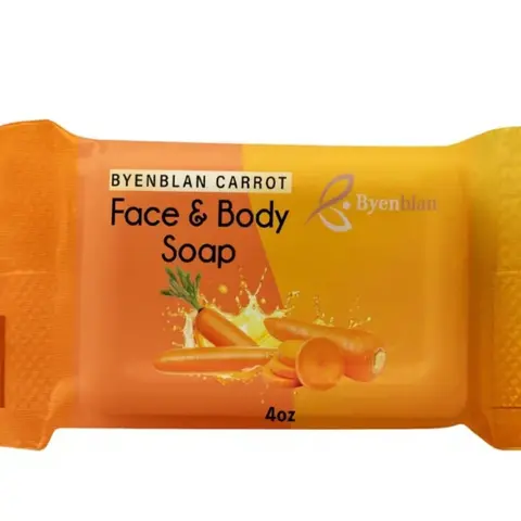 BYENBLAN Solid Carrot Complexion Cleanser Soap Bar - 4oz Naturally Derived Carrot Extract, Hydrating, Brightening, Chemical-Free, 24-Month Shelf Life, Body Care Soap, Bar Body Wash & Cleansers for Daily Face Use