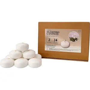 Floating Candles 2 Inch 24 Pack White -  Unscented 6 Hour ,  Dripless  Paraffin Wax - for Wedding Centerpieces, Pool, , Bridal Shower &  Decor