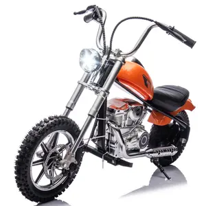 36V 7.5AH Electric Motorcycle for Kids 350W Retro Off-Road Motorcycle with Leather Seat, LED Lights, and Dirt Bike Outdoorfun