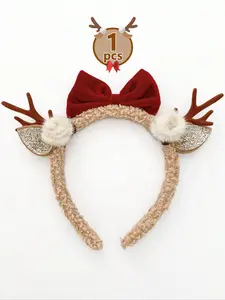 Multicolor Christmas Bow Antler Headband for Girls & Women, Festive Light-Up or Glitter Hair Band, Light Up Headbands, Perfect for Christmas Party, Photos & Gifts