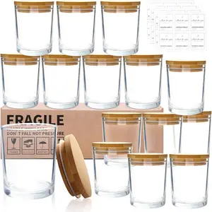 15 Pack 7 OZ Clear Candle Jars with  , Thick Glass Empty Jars for Making Candles - Dishwasher Safe, in Bulk.