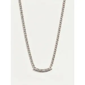Trust God Curved Pendant Necklace Stainless Steel