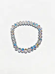 1pcs Elegant Austrian Crystal Beaded Bracelet, Vibrant Gemstone Beads, Elastic Cord, Perfect Holiday Birthday Gift for Women Jewelry, Dainty Crystal Bracelet