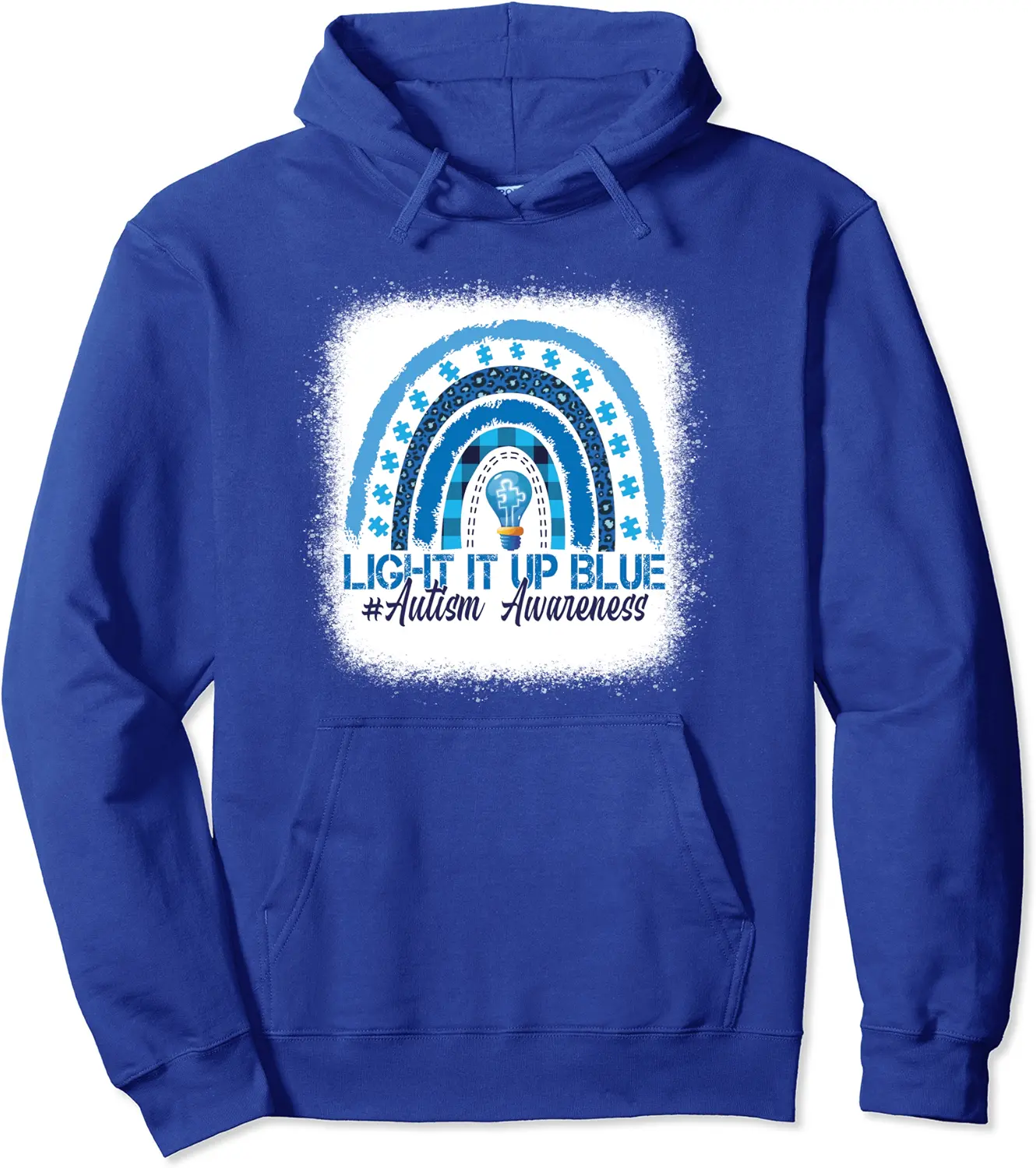 Light It Up Blue Rainbow Bleached Autism Awareness Pullover Hoodie - Dakotamc Shop 48B09X9RKSQ4