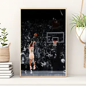 1pc Inspirational Basketball Shot Art Deco Poster, Frameless Canvas Wall Art Print, Modern Contemporary Sports Theme, Waterproof Indoor Portrait Orientation for Living Room, Bedroom, Home Office, Dining Room Decor, Dorm Room Accent | Action Sports