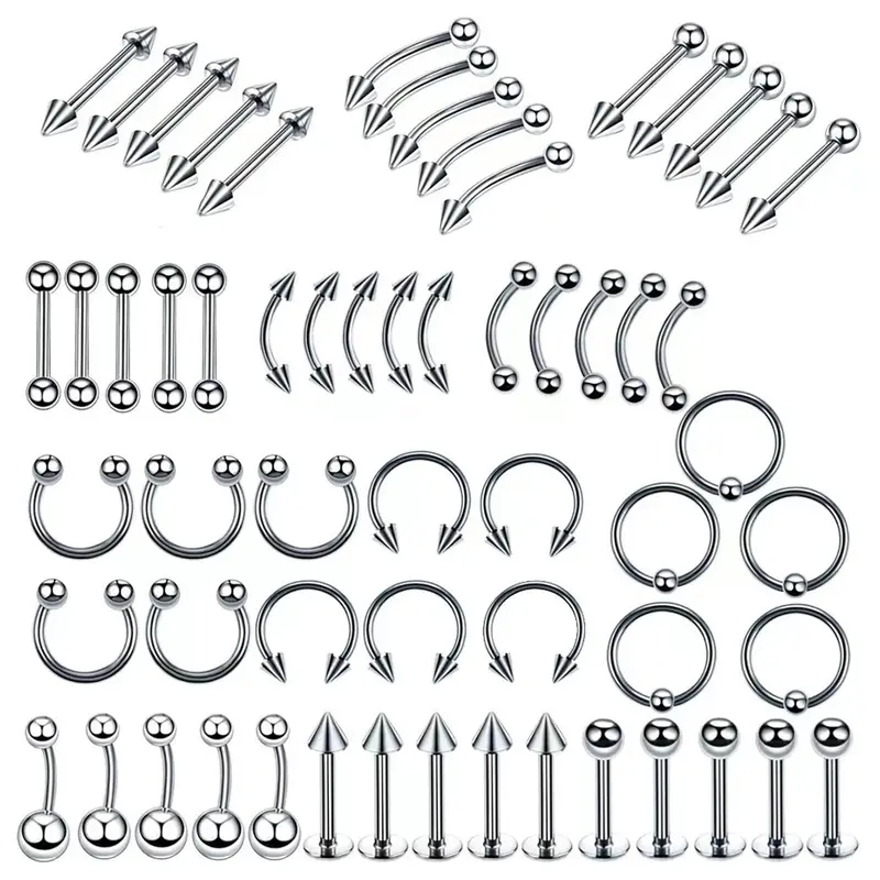 Stainless Steel Mixed Style Body Piercing Jewelry, Piercing Jewelry for Party, Daily Clothing Decor, Jewelry for Birthday Gift, Belly Button Jewelry, Septum Ring, Nose Rings Studs, Stainless Steel Noserings