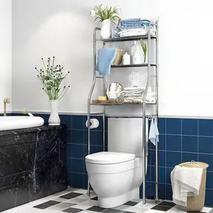 3-Tier Over The Toilet Rack,Bathroom Organizer Shelf,Stainless Steel Bathroom Shelf Above Toilet,Sturdy,Waterproof,Freestanding Space Saver for Restroom,Laundry,Balcony