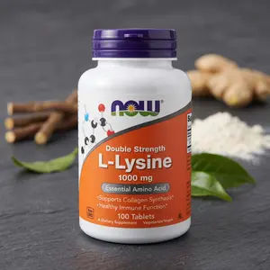 NOW Foods Supplements, (L-Lysine Hydrochloride) 1,000 mg, Double Strength, Amino Acid, 100 Tablets