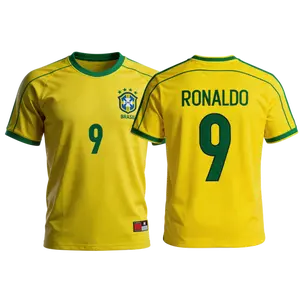 1998 Brazil Retro Home No.9 Ronaldo National Team Soccer Jersey Short Sleeves