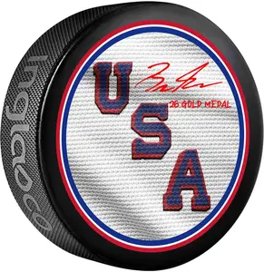 Brock Faber Team USA Autographed 2026 Olympic Hockey Puck with "26 Gold Medal" Inscription - Fanatics Authentic Certified