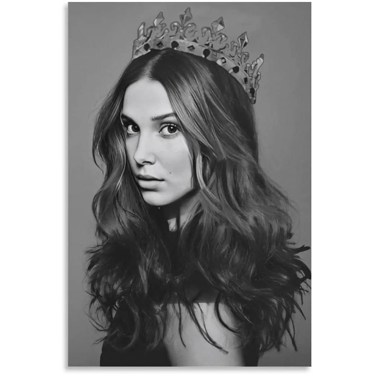Millie Bobby Brown Poster with Crown Posters Art Print Wall Photo Paint Poster Hanging Picture Family Bedroom Decor Gift