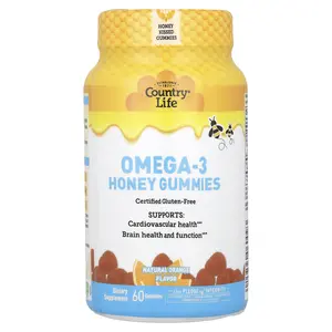 Country Life Omega-3 Honey Gummies, Natural Orange, 60 Gummies