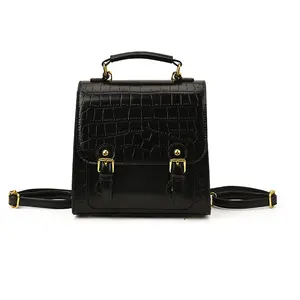 New Women's Retro Crocodile-Embossed Mini Backpack (Convertible Style) — Featuring Gold Hardware, Handbag & Crossbody Options — A Stylish, Versatile Crocodile-Print Everyday Bag
