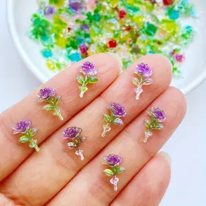 50pcs new lovely mini shiny Rose Flat Back Resin Handwork album in random colors DIY Jewelry craft Decoration Accessories Mini simulation Drip oil rose Resin Accessories Nail Stud Accessories Handmade Accessory