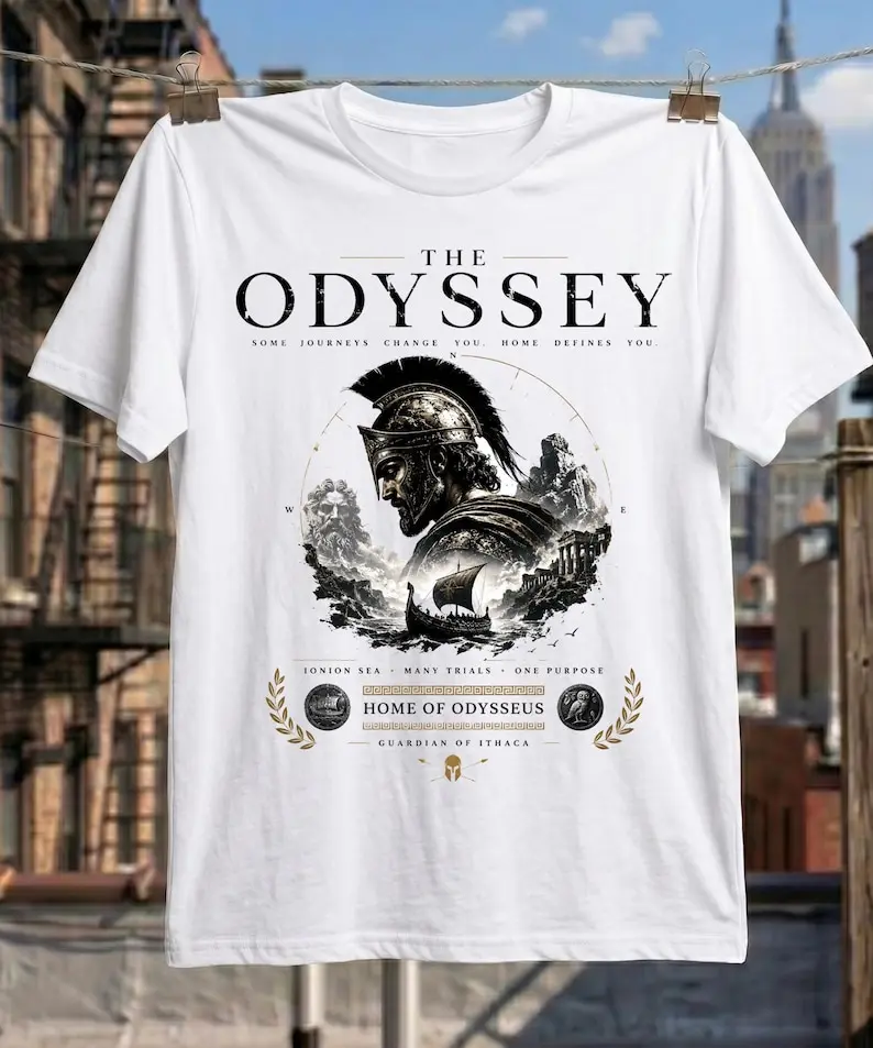 The Odyssey Odysseus Graphic T-Shirt, Greek Mythology Vintage Tee, Ancient Warrior Shirt, Ithaca Legend Graphic Tee, Unisex Cotton Shirt