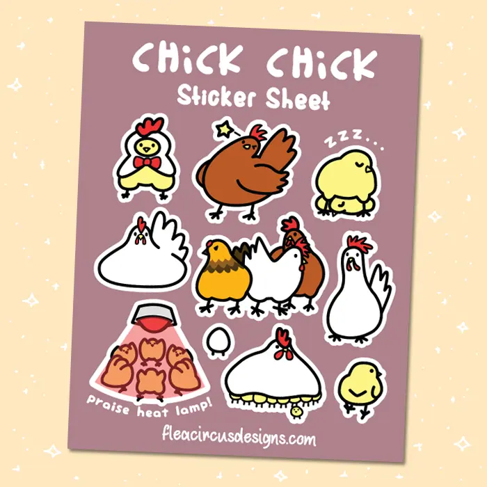 Chicken Sticker Sheet - cute birds kawaii adorable matte vinyl sticker sheet Decor Decorative