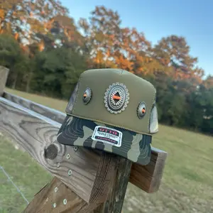 Camo Concho Trucker Hat with Distinctive Design and Functional Features