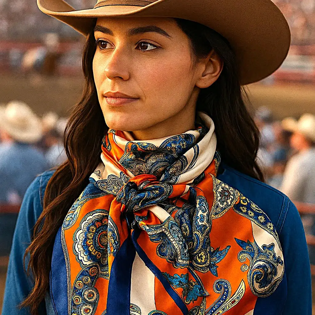 35X35" Orange & Blue Paisley Wild Rag / Scarf WR302 35X35" Orange & Blue Paisley Wild Rag / Scarf WR302
