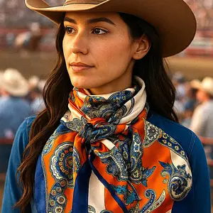 35X35" Orange & Blue Paisley Wild Rag / Scarf WR302
