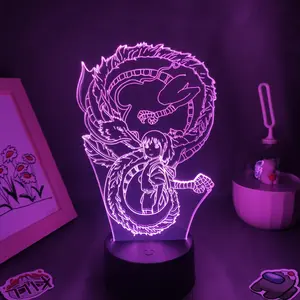 Anime Spirited Away White Dragon LED Lamp - 3D Night Light for Kids Bedroom Bedside Decor