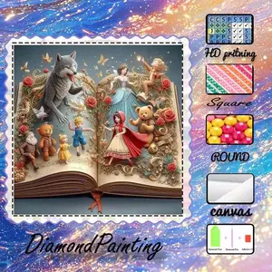 DIY 5D flocking diamond painting kit, AB drill, fairy dust drill, crystal drill. Fairy tales, animals, cartoons diamond embroidery. Special craft diamond art kit for wall decor. Perfect gift for family, loved ones, friends.