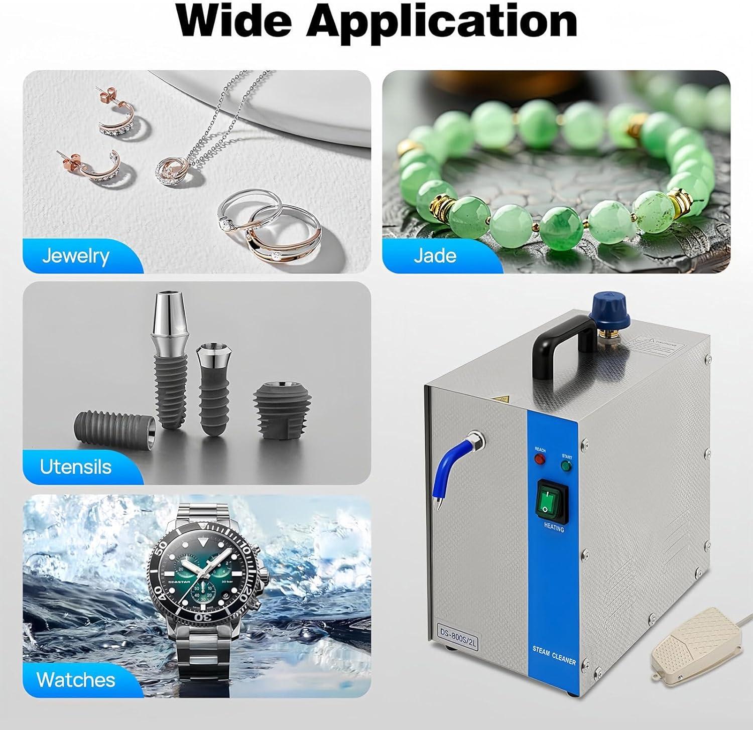 1300W Jewelry Steam Cleaner 135℃ High Temp Steam Cleaning Machine for Gold Silver Jewelry, Watch & Dental Cleaning