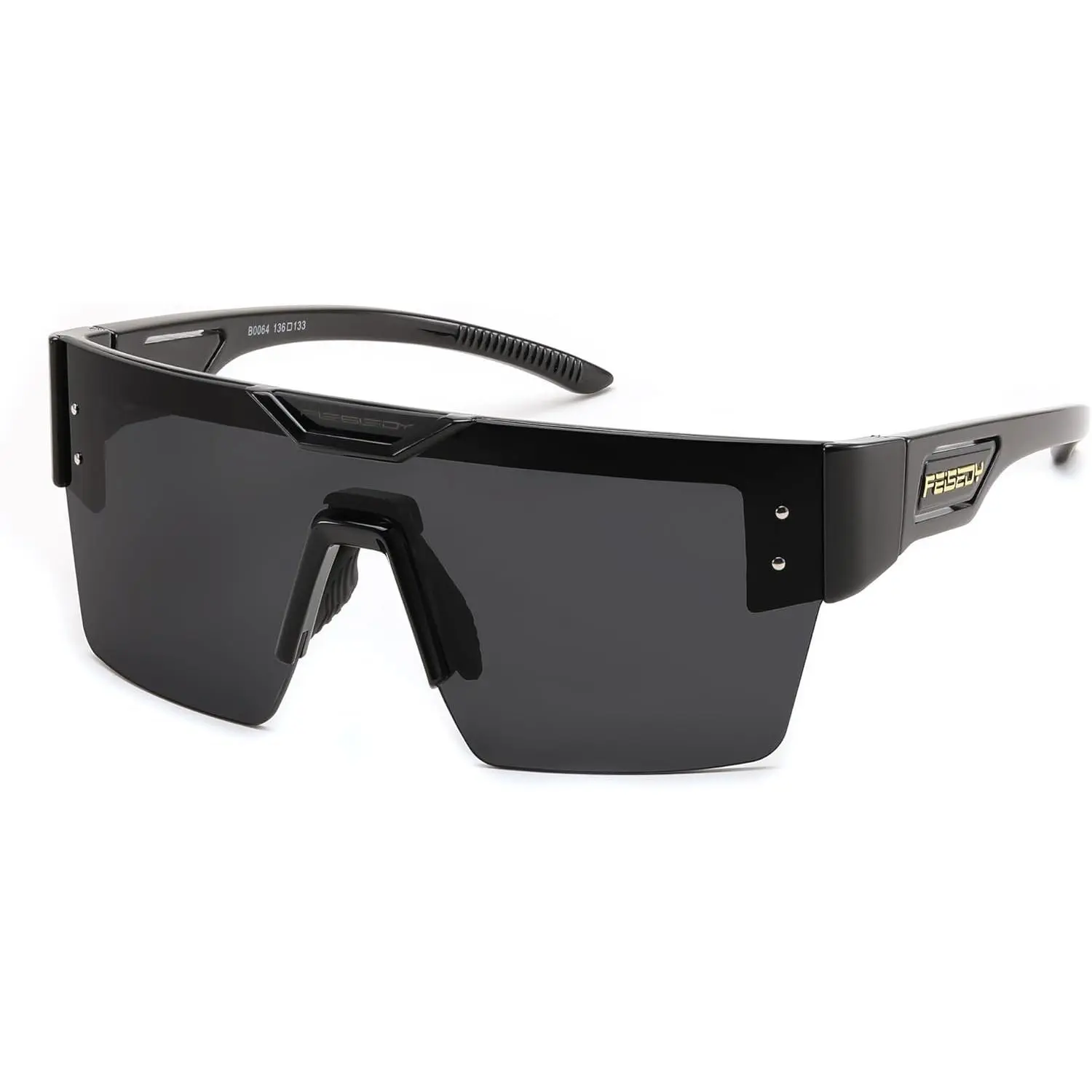 EyeconicFinds Sunglasses Men Women, Big Oversized Square Frame,UV400 Mirrored Sun Glasses, Cycling Driving Fishing Hiking B0064 Adjustable Bike Shades