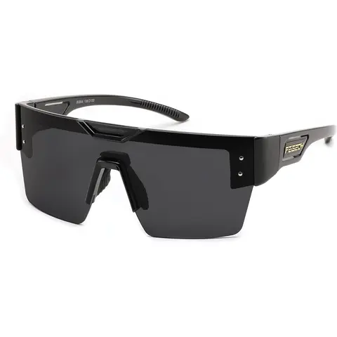 EyeconicFinds Unisex Nylon 99% Polarized Sports Outdoor Sunglasses - Big Oversized Square Black Frame, Blue Mirror Lenses, UV400 Glare Cut, 360° UV Block, Nano-Hydrophobic Coating, Adjustable Grip Biking Sunglasses Bike Shades B0064