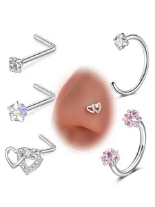 18G 20G Nose Stud Horseshoe Nose Rings Spiral Nose Ring Heart CZ Nose Ring Hoops 8mm Septum Nose Piercings Jewellery Nose Piercing Jewelry