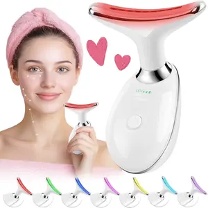 7 Color Facial Massager Tool with 7 LED Lights High-frequency Vibration Adjustable Power Levels for Neck Facial and Leg Soothing Blackhead Removal Christmas Gift