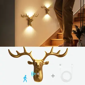 Smart LED Deer Step Light With Touch Dimming & Motion Sensor, Wireless Magnetic Wall Lamp, 1200mAh USB Rechargeable Night Light, Suitable For Stairs, Corridor, Bathroom, Bedrooms, Cabinets, Living Room, Bar Cabinet