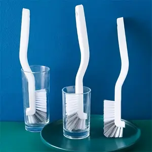 Long Handle Multi-Purpose Cleaning Brush Set for Living Room Bedroom Bathroom Kitchen, No Power Needed, Ideal for Cup Lids Seafood Blender