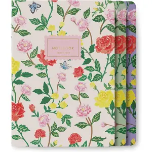 Stitched Notebook Set, 3 Pack, 6" x 8.5", 64 Wide Ruled Pages, Aesthetic Notebook for School, Journaling, Writing, Traveling and Planner,  for Holidays or Christmas, Rose Design