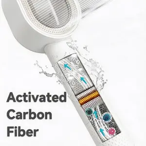 High Efficiency Handheld Shower Head with ACF Filter, Removes 99% of Chlorine & Rust, Softens Hard Water, ABS + Stainless Steel, High Pressure Boosting, Universal Fit, Tool-Free Installation