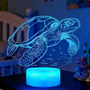 3D Illusion Turtle Night Light Sea Turtle Gifts with Remote Control 16 RGB Colors 4 Flashing Modes Dimmable Timer Kids Room Decoration for Holiday Birthday Christmas