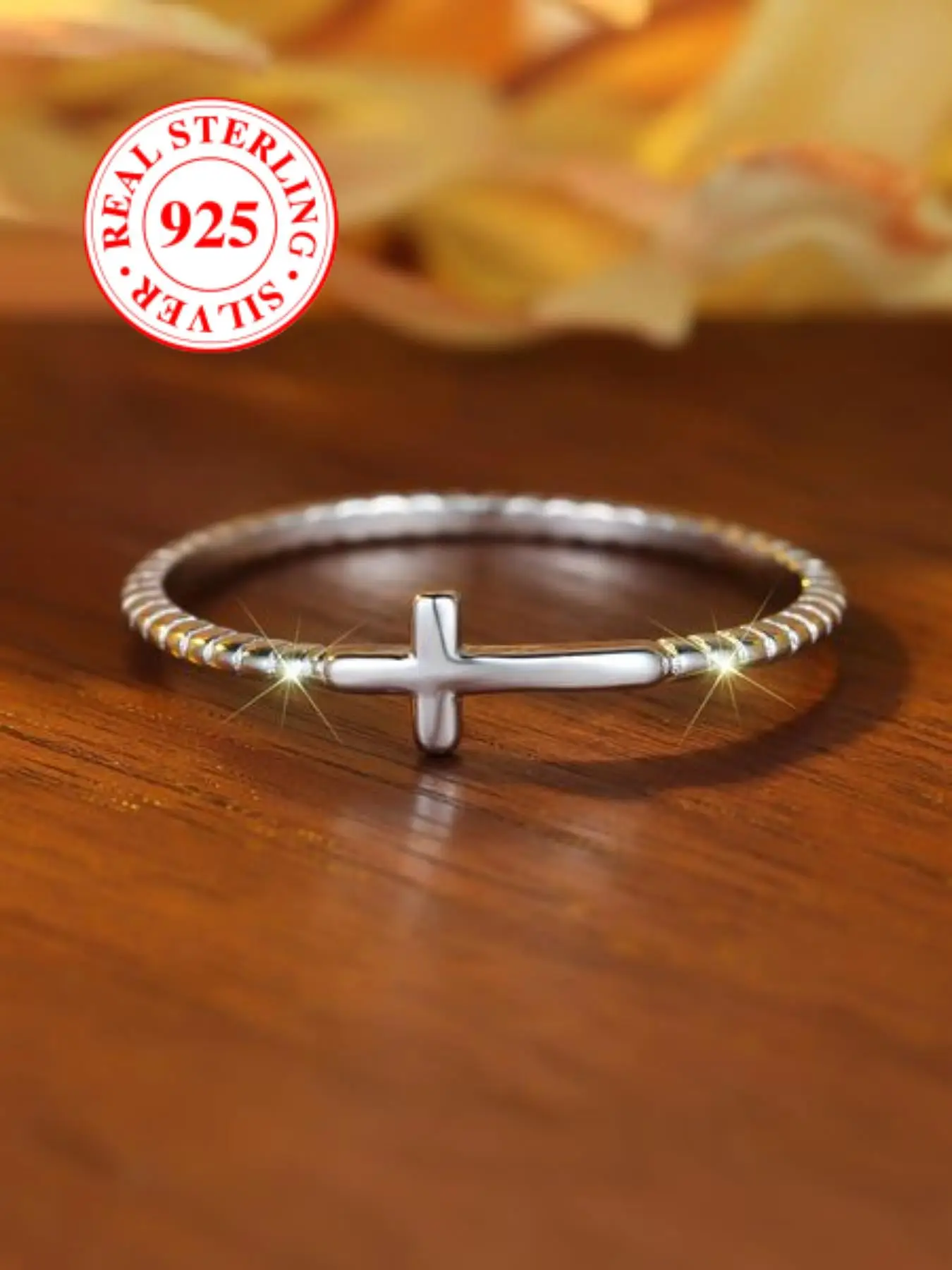 S925 Sterling Silver Cross Design Ring, Fashion Accessories for Women & Men, Trendy All-match & Exquisite Jewelry for Birthday Gift