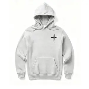 Black Hoodie with White Cross Print - Casual Streetwear for Daily Wear and Religious Expression