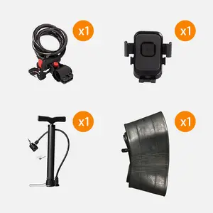 Movcan 4-piece set: lock, inner tube, pump, and phone holder.