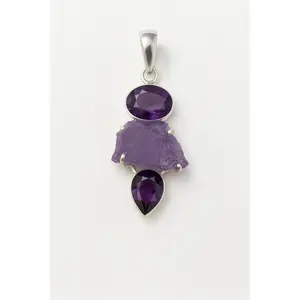 Faceted and Rough Amethyst Pendant