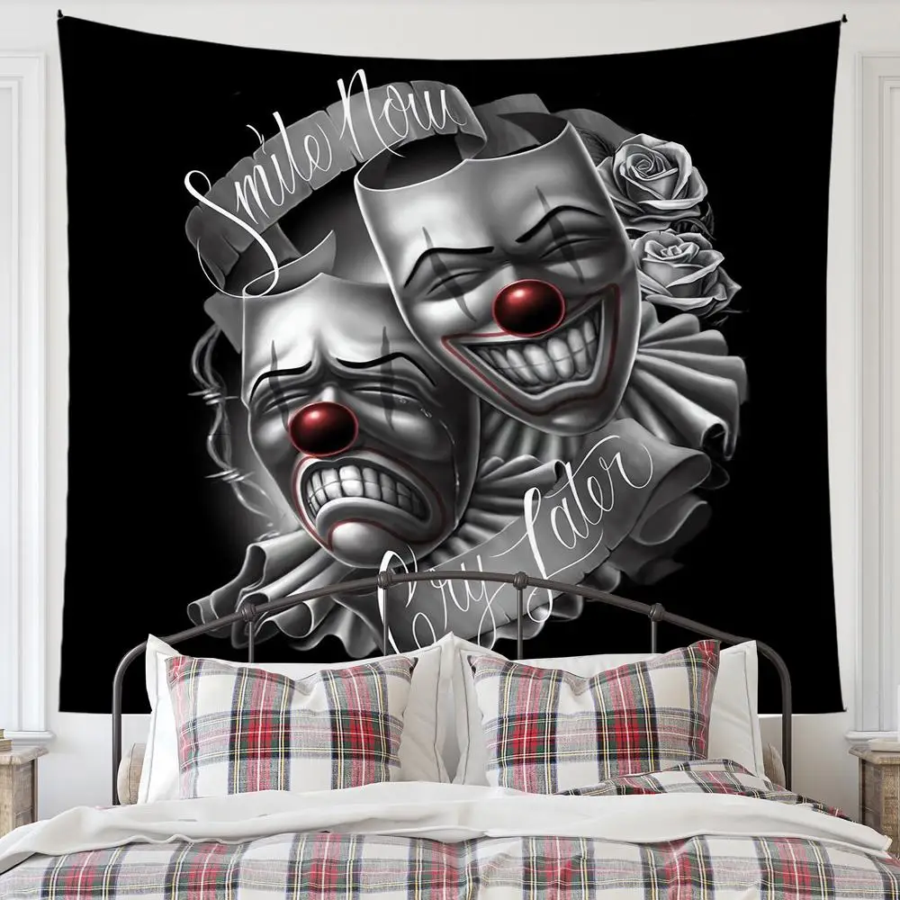Room Decor Art Face Pattern Tapestries, Home Decor Wall Hanging Art Decor for Home Living Room Bedroom, Bedroom Decor, Men Gifts, Halloween