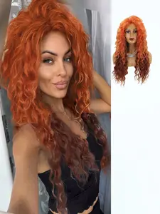 KAIRIYA 28 Inch Long Curly Wig - Heat Resistant Full Hairpiece with Free Bangs, Perfect for Halloween & Holiday Parties