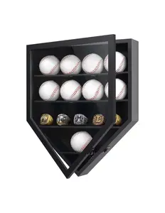 Baseball Display Case UV Protection Clear Acrylic Base Ball Box with Solid Wood Base, Baseball Stand for Autographed Ball Ideal Gift