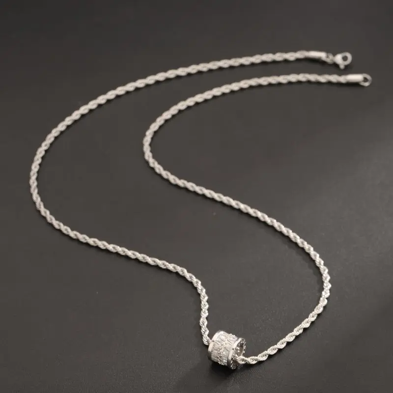 New model glass cylindrical exquisite pendant necklace for men, titanium steel, non-fading, high-end feel, versatile accessory, new fashion jewelry for women, Glass Sphere Necklaces, Solid Titanium Necklaces