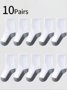 10 Pairs Kids Socks, Unisex Knee-High Bottom Long Tube Socks, All-Season Classic Sport Style, Casual Stylish Socks, Suitable for Ages 1-12
